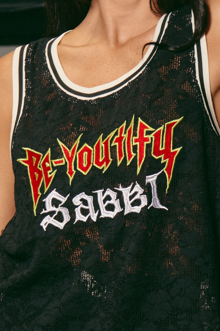 THE BE YOUTIFUL LACE SINGLET - BLACK