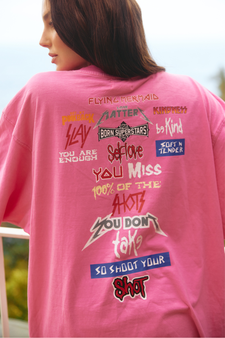 THE VERY OVERSIZED FIND YOUR WINGS TEE - PINK