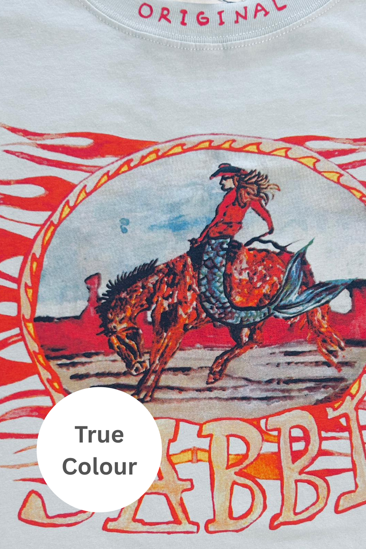 THE VERY OVERSIZED FLAMING COWBOY TEE  - SKY