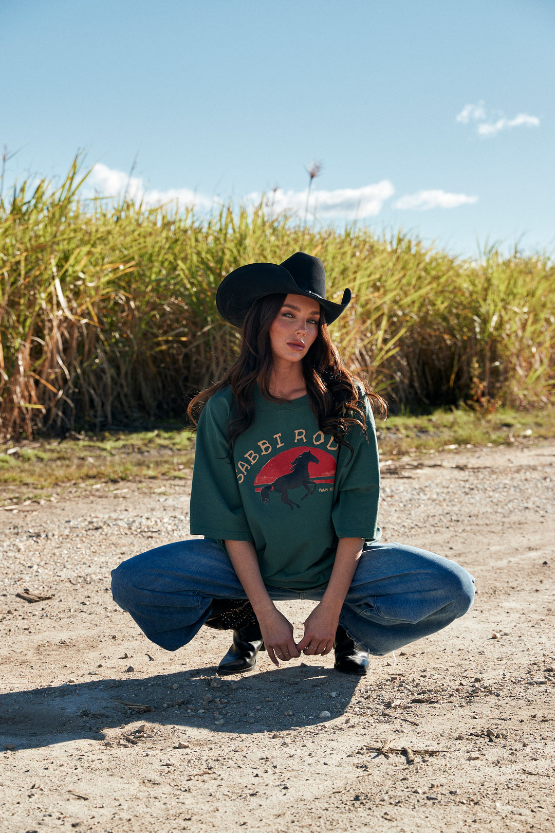 THE VERY OVERSIZED I LOVE COUNTRY MUSIC TEE - GREEN