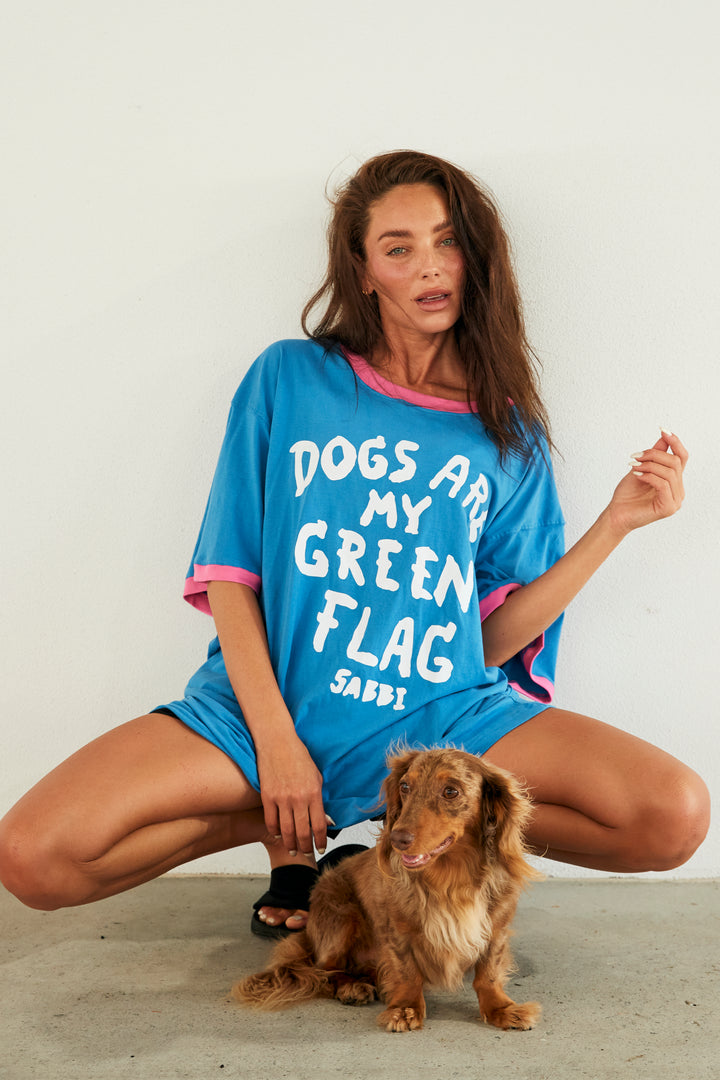 THE VERY OVERSIZED GREEN FLAG TEE - BLUE