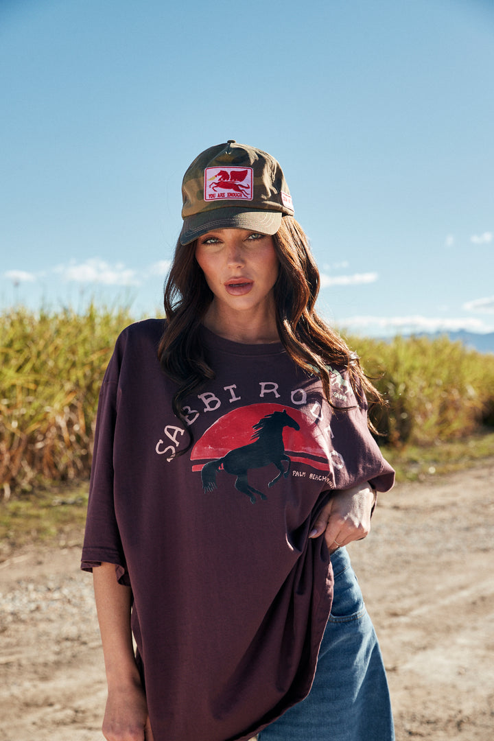 THE VERY OVERSIZED I LOVE COUNTRY MUSIC TEE - COFFEE