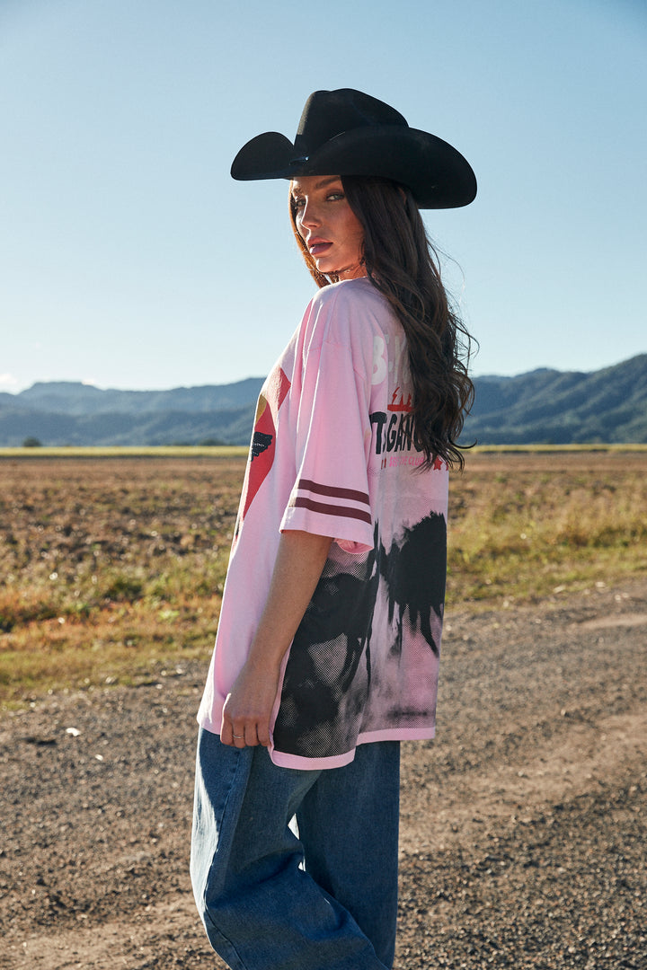 THE VERY OVERSIZED SABBI RODEO SELF LOVE CLUB TEE - PINK