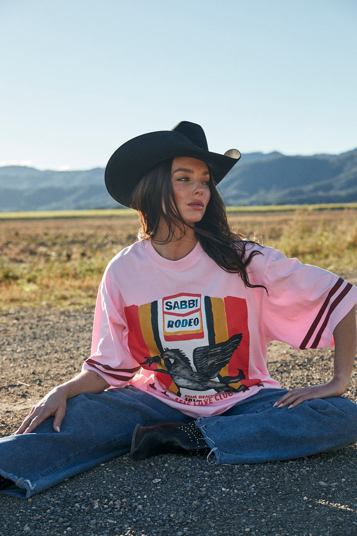 THE VERY OVERSIZED SABBI RODEO SELF LOVE CLUB TEE - PINK