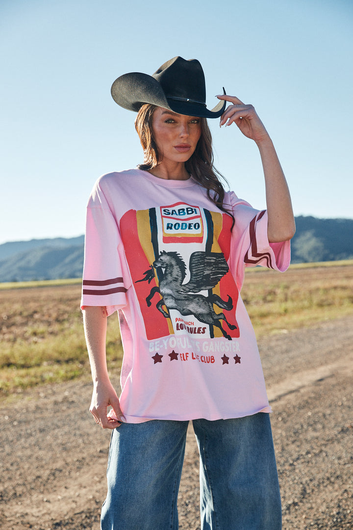 THE VERY OVERSIZED SABBI RODEO SELF LOVE CLUB TEE - PINK