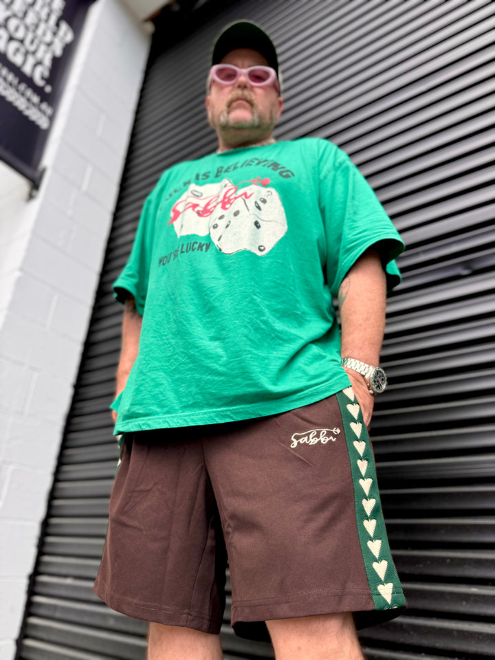 THE RAVING HEARTS SHORTS - BROWN