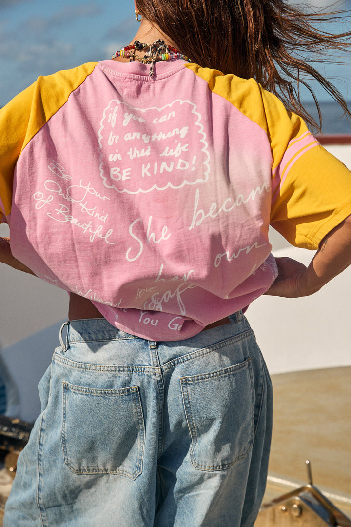 THE I LOVE ME TEE - PINK/YELLOW
