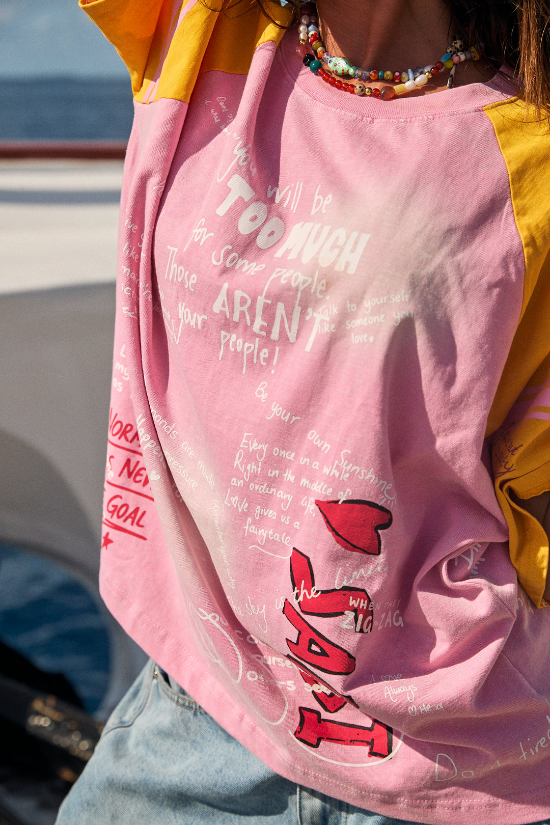 THE I LOVE ME TEE - PINK/YELLOW