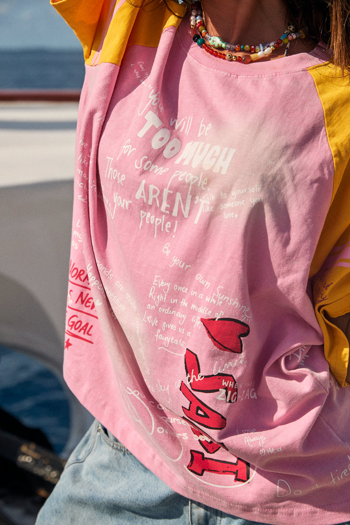 THE I LOVE ME TEE - PINK/YELLOW