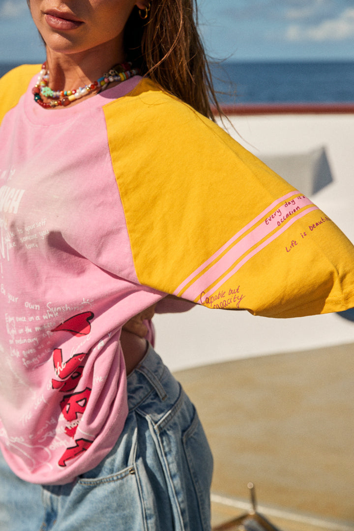 THE I LOVE ME TEE - PINK/YELLOW