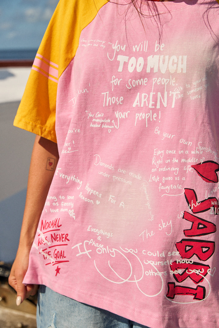 THE I LOVE ME TEE - PINK/YELLOW