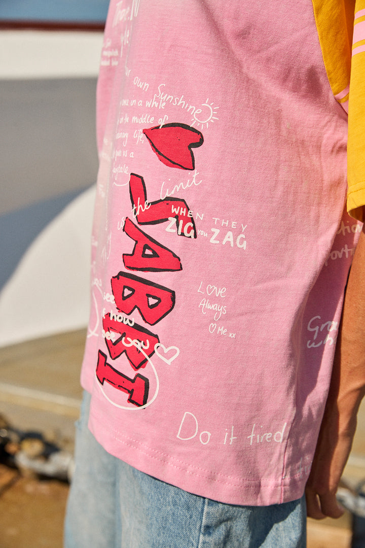 THE I LOVE ME TEE - PINK/YELLOW