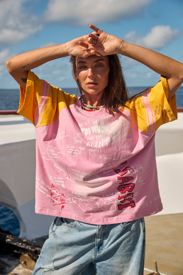 THE I LOVE ME TEE - PINK/YELLOW