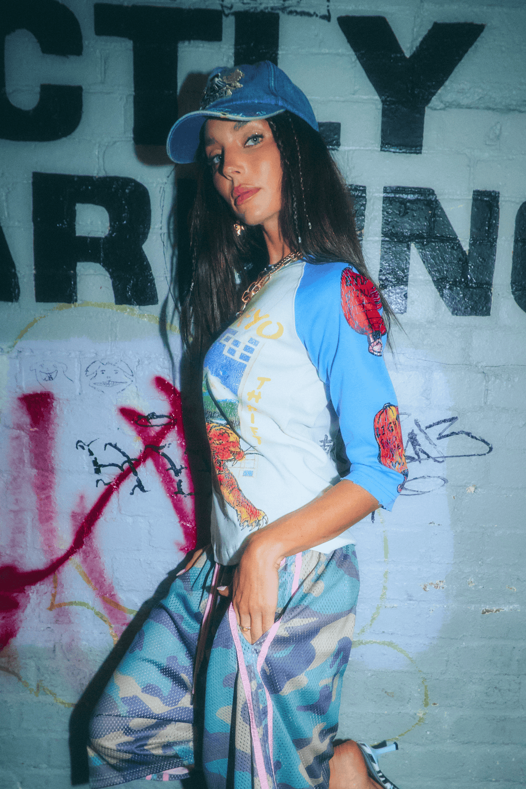 LUCKY 3/4 SLEEVE TOP - ROYAL