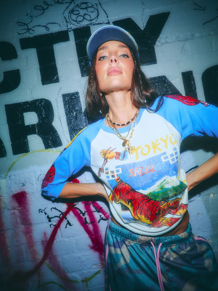 LUCKY 3/4 SLEEVE TOP - ROYAL