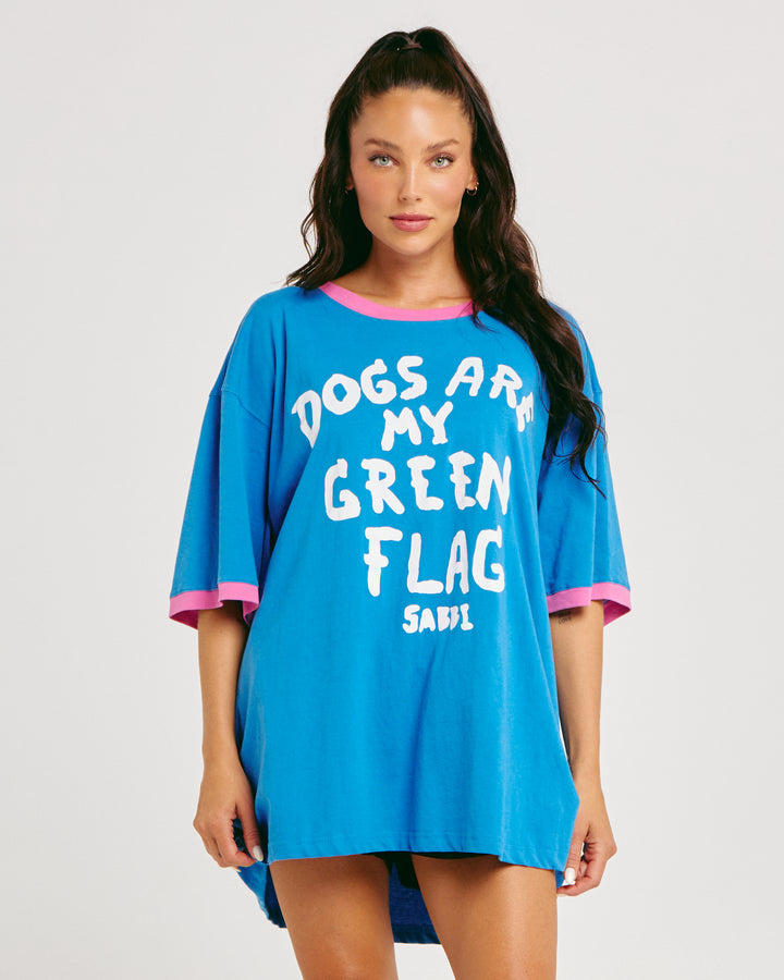 THE VERY OVERSIZED GREEN FLAG TEE - BLUE