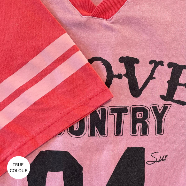 THE VERY OVERSIZED COUNTRY MUSIC V NECK TEE - PINK