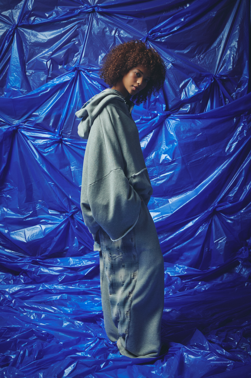 CHECK MATE WIDE LEG TRACKIES - BLUE