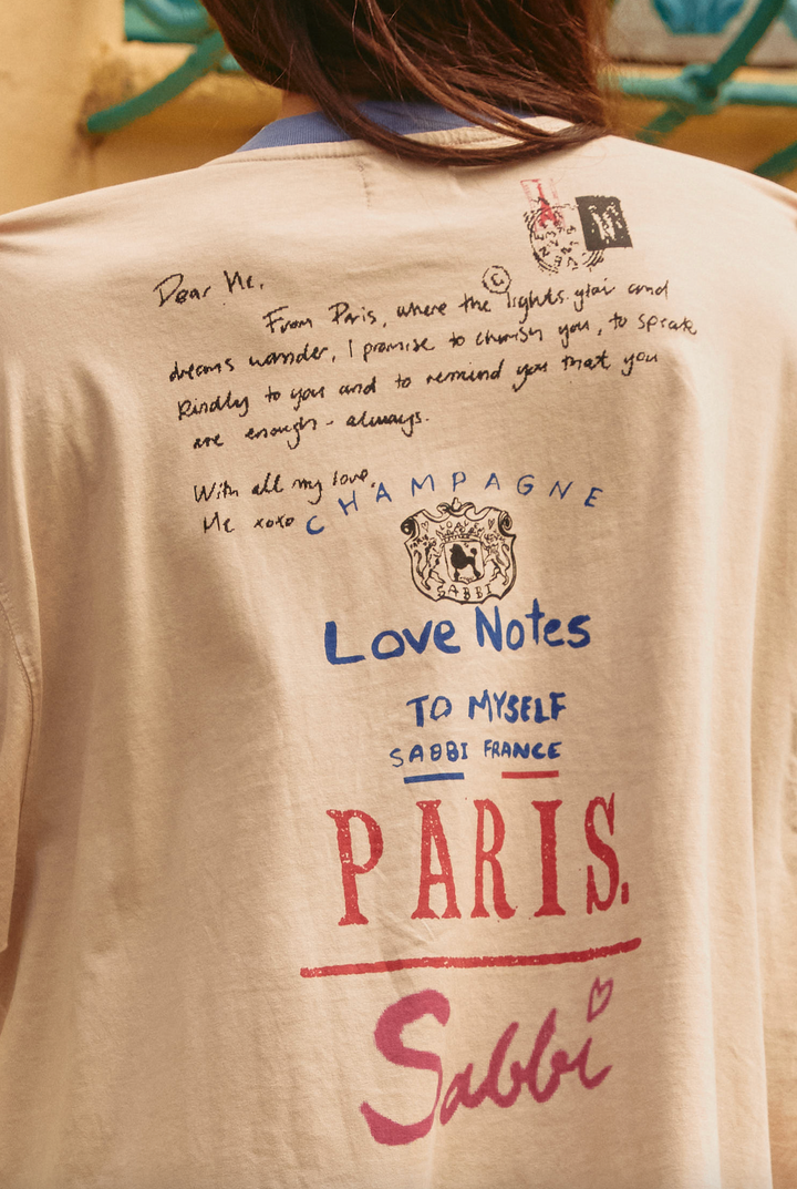 THE VERY OVERSIZED LOVE NOTES TEE - PARIS -  SAND