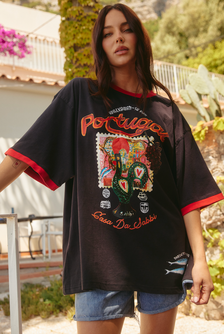 THE VERY OVERSIZED LOVE NOTES TEE -  PORTUGAL - BLACK