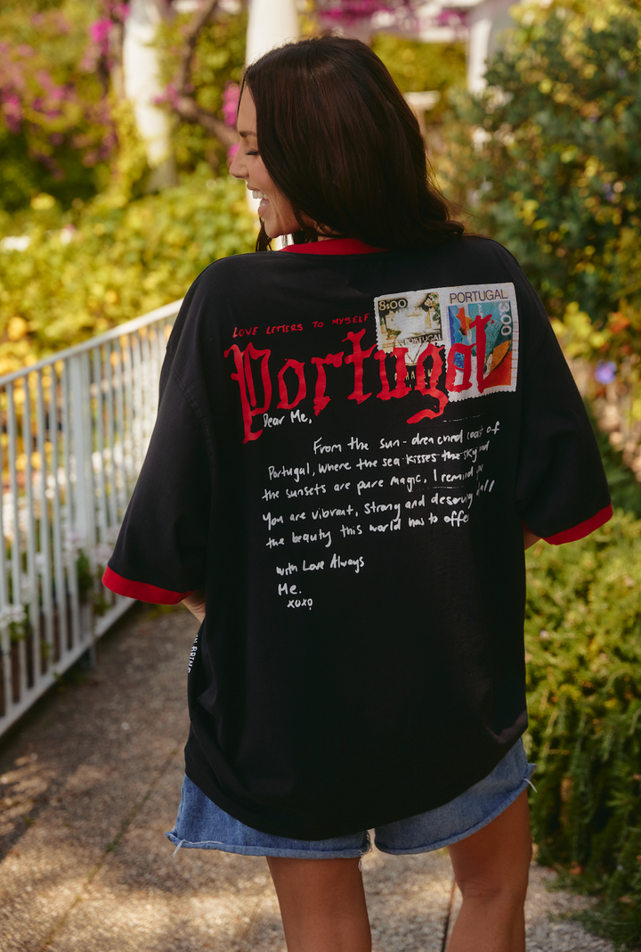 THE VERY OVERSIZED LOVE NOTES TEE -  PORTUGAL - BLACK