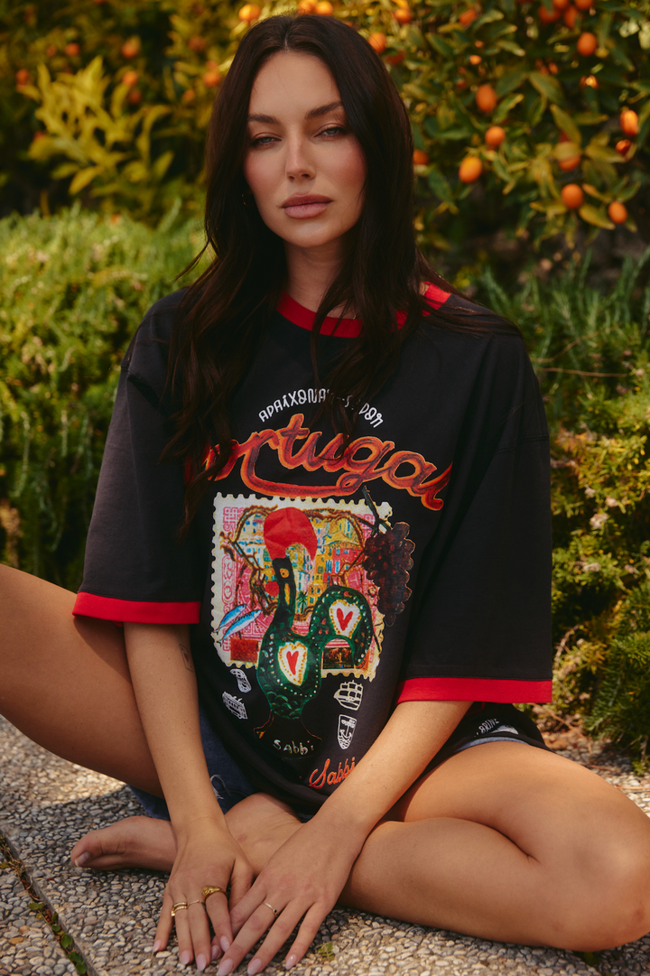 THE VERY OVERSIZED LOVE NOTES TEE -  PORTUGAL - BLACK