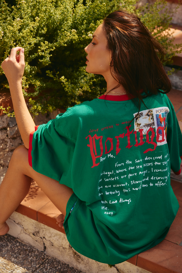 THE VERY OVERSIZED LOVE NOTES TEE -  PORTUGAL - GREEN