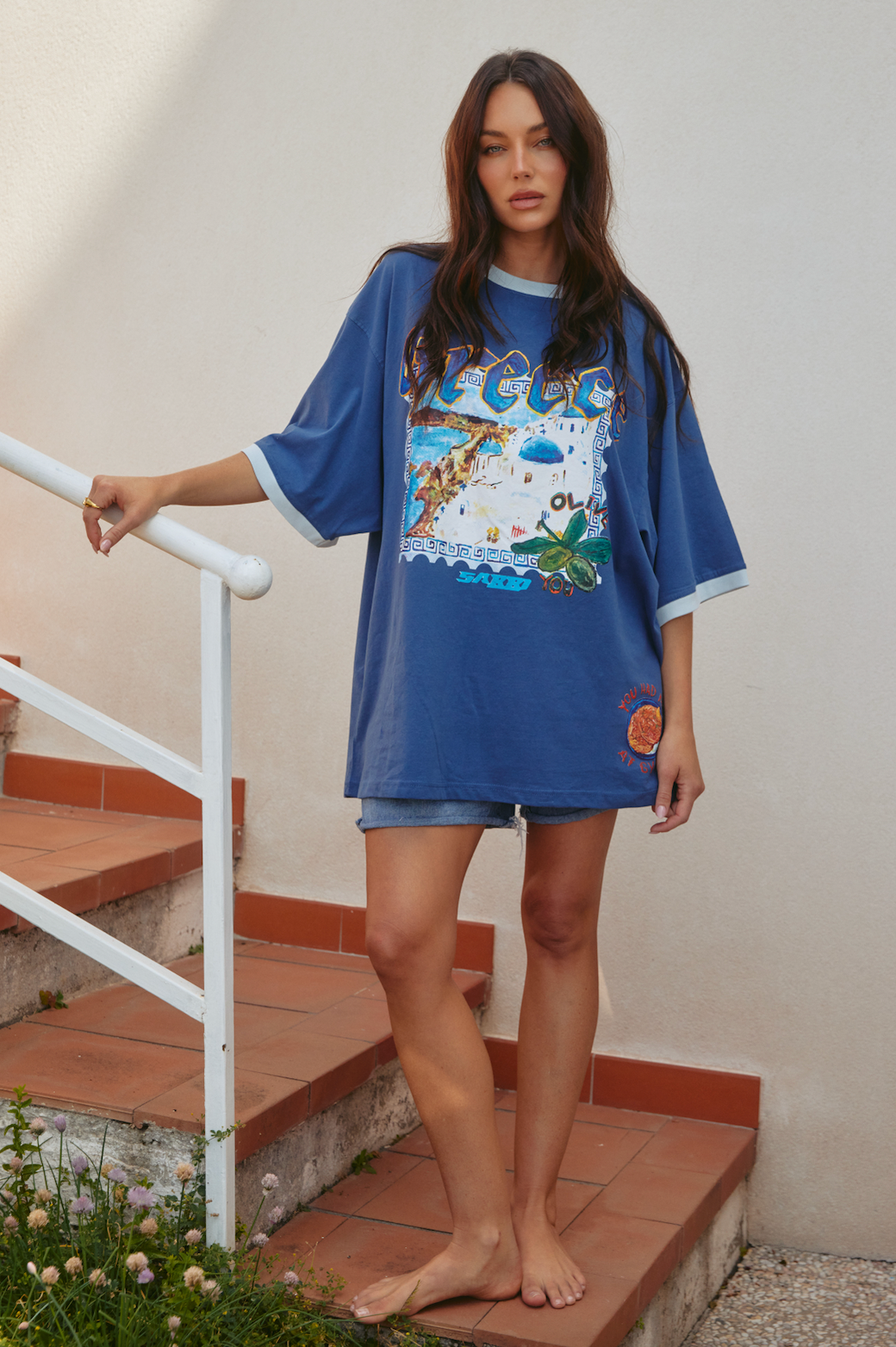 THE VERY OVERSIZED LOVE NOTES TEE - GREECE - NAVY BLUE