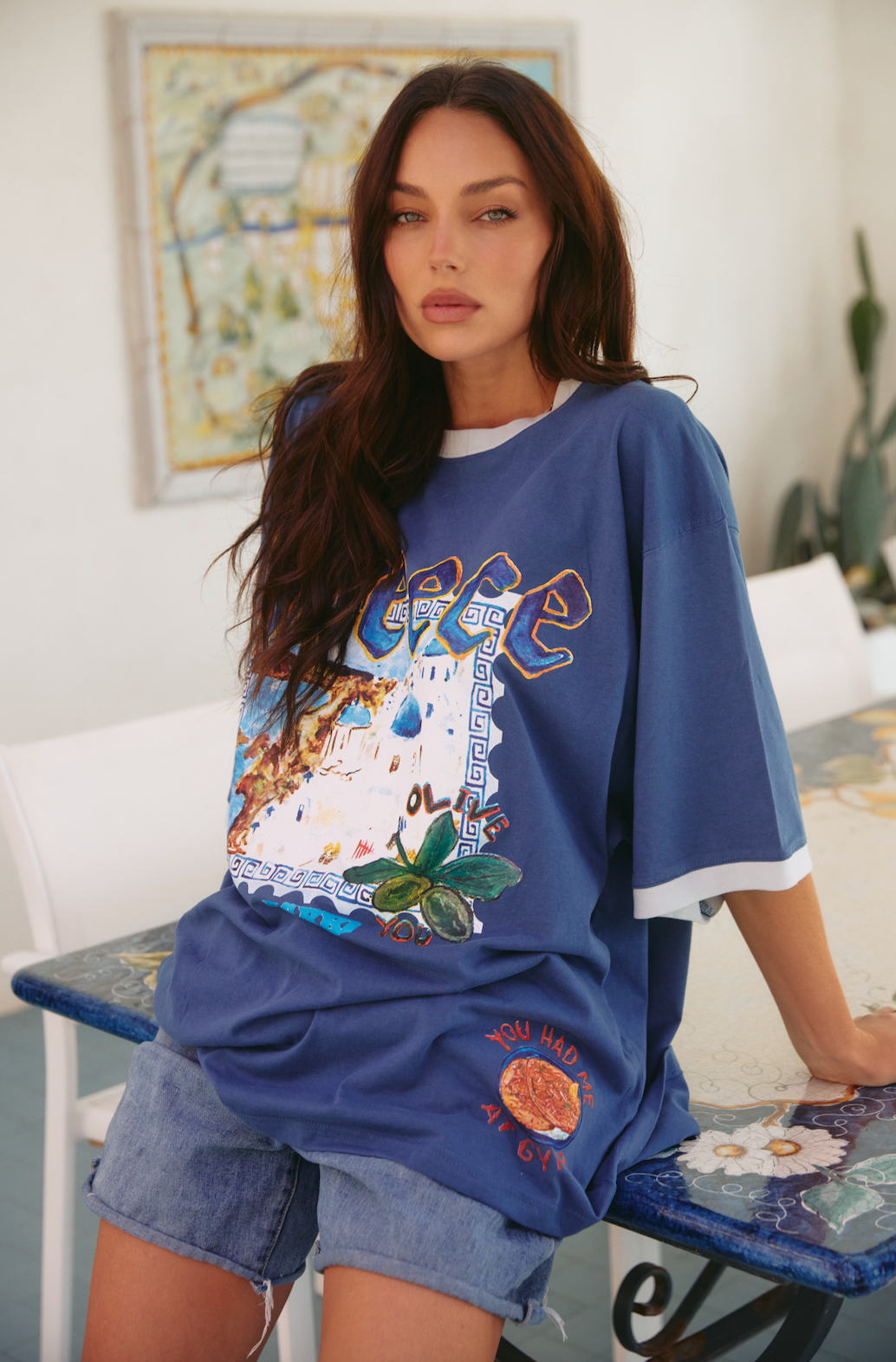 THE VERY OVERSIZED LOVE NOTES TEE - GREECE - NAVY BLUE