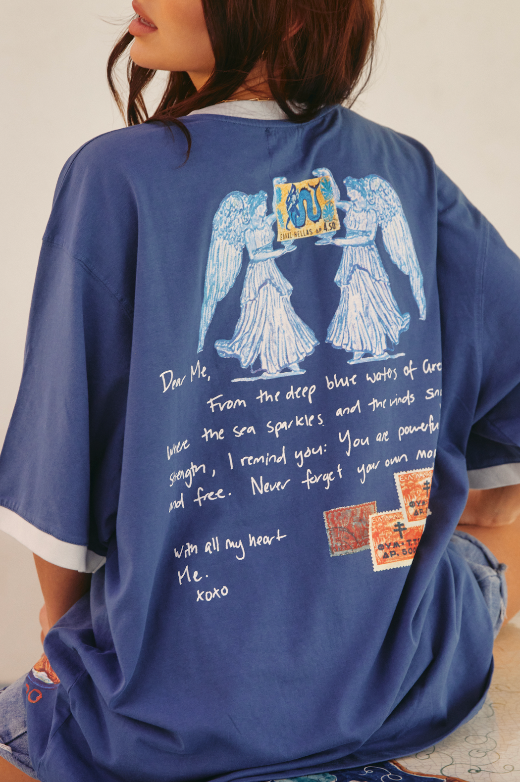 THE VERY OVERSIZED LOVE NOTES TEE - GREECE - NAVY BLUE