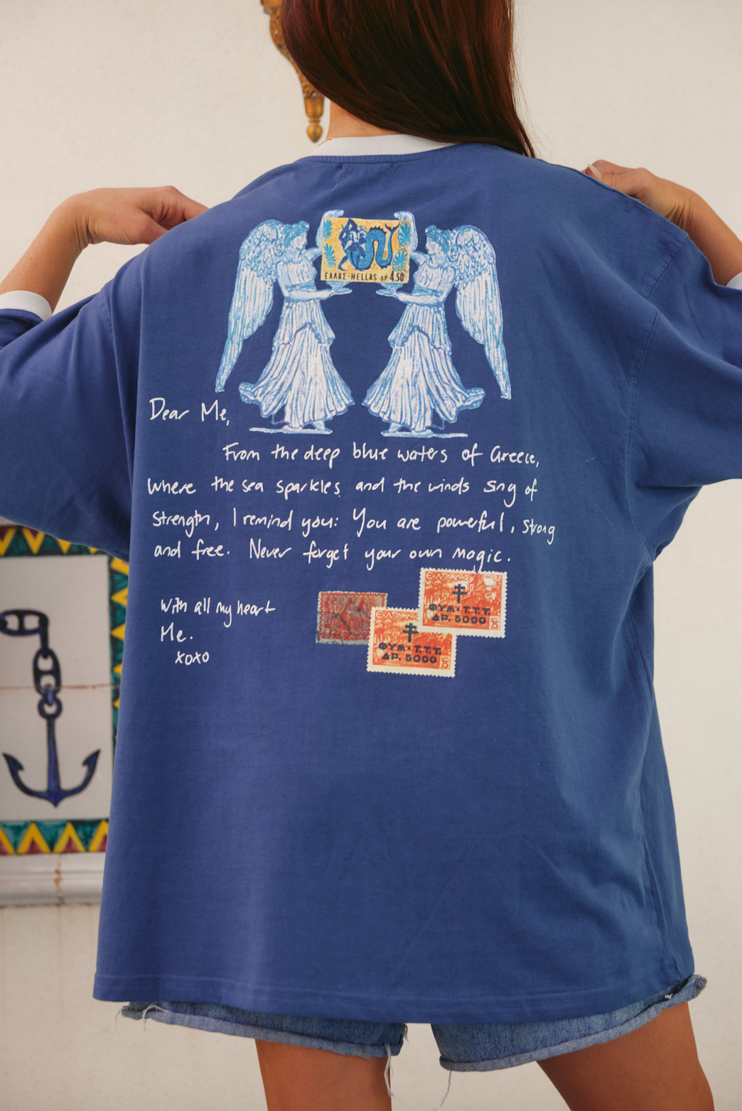 THE VERY OVERSIZED LOVE NOTES TEE - GREECE - NAVY BLUE