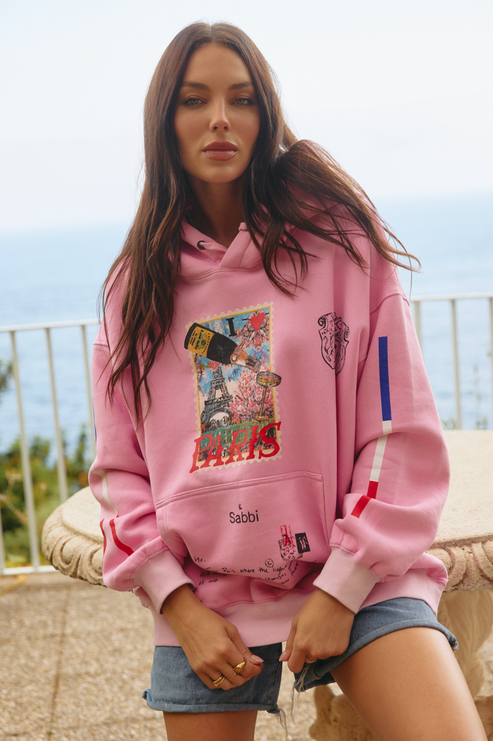 THE LOVE NOTES PARIS HOODIE  - PINK
