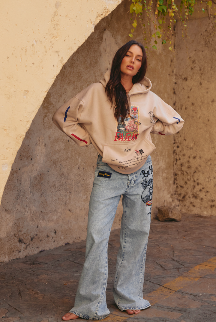 THE LOVE NOTES PARIS HOODIE - SAND