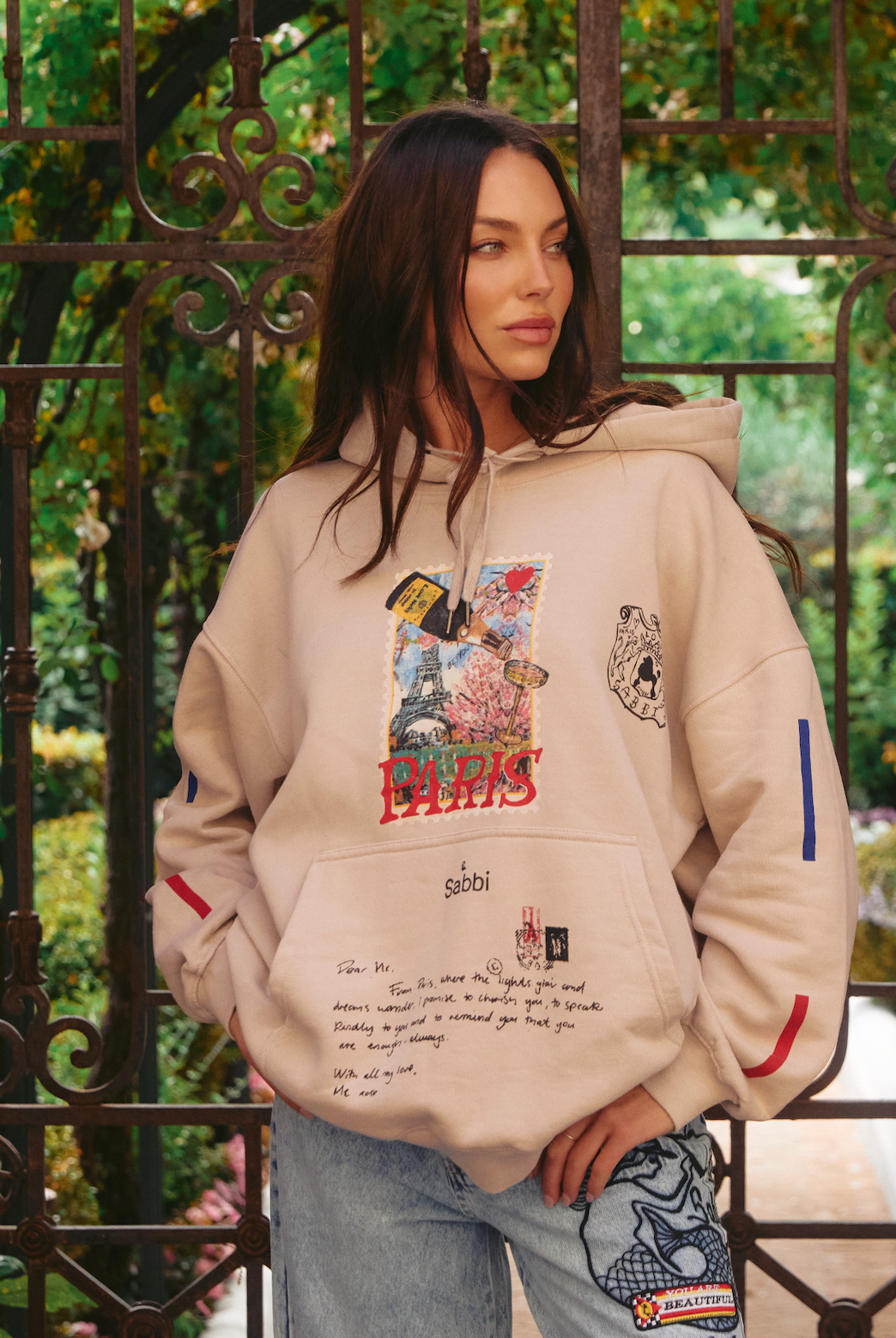 THE LOVE NOTES PARIS HOODIE - SAND