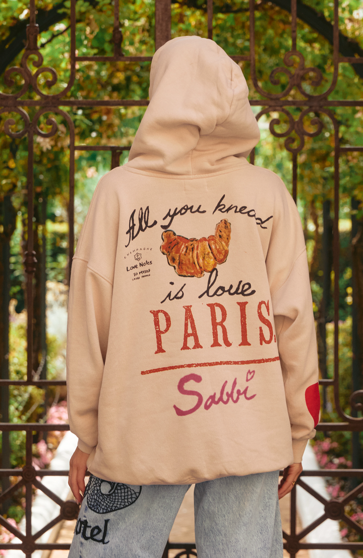 THE LOVE NOTES PARIS HOODIE - SAND