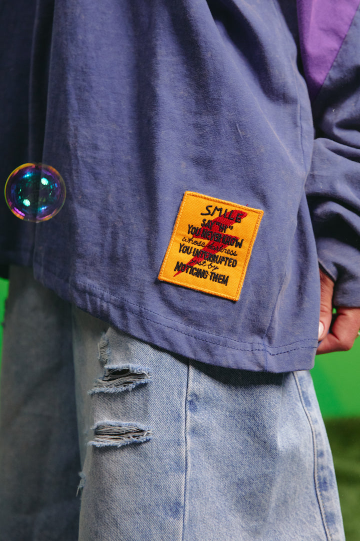 THE HIGH QUALITY HUMAN LONG SLEEVE TEE - PURPLE