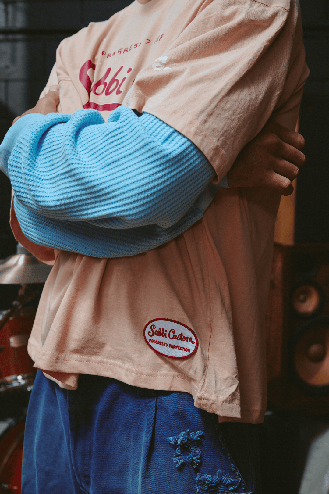THE LONG SLEEVE SABBI CUSTOM TEE - APRICOT