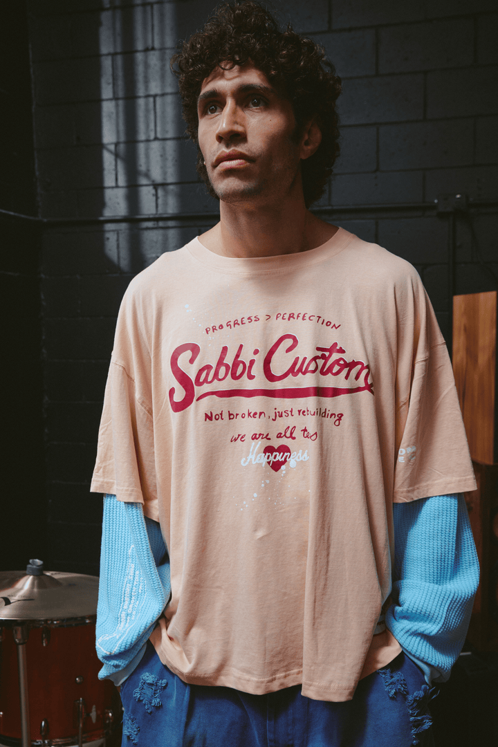 THE LONG SLEEVE SABBI CUSTOM TEE - APRICOT