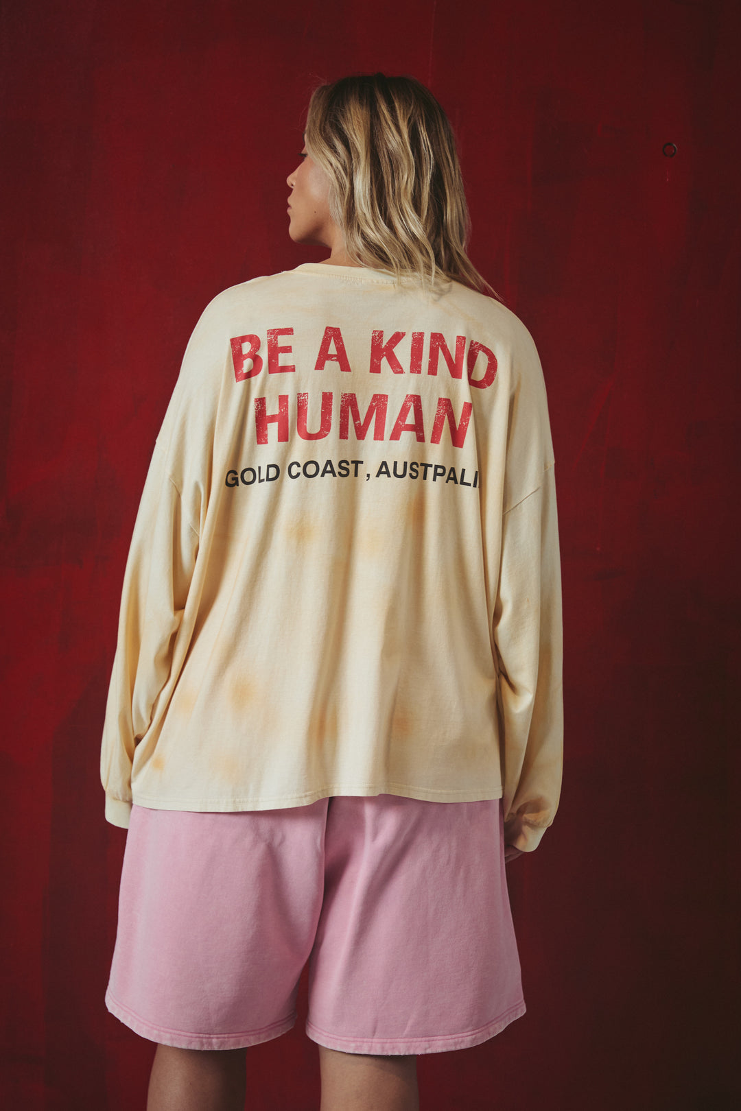 THE PALMS HOTEL LONG SLEEVE TEE - PASTEL PEACH