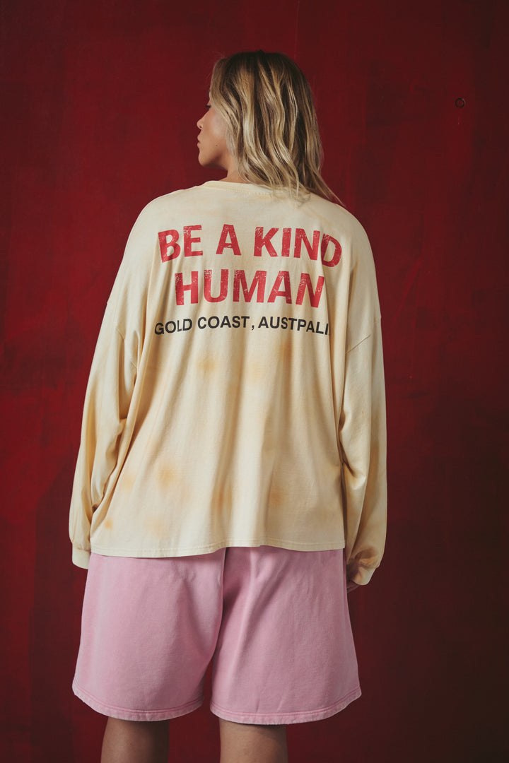 THE PALMS HOTEL LONG SLEEVE TEE - PASTEL PEACH