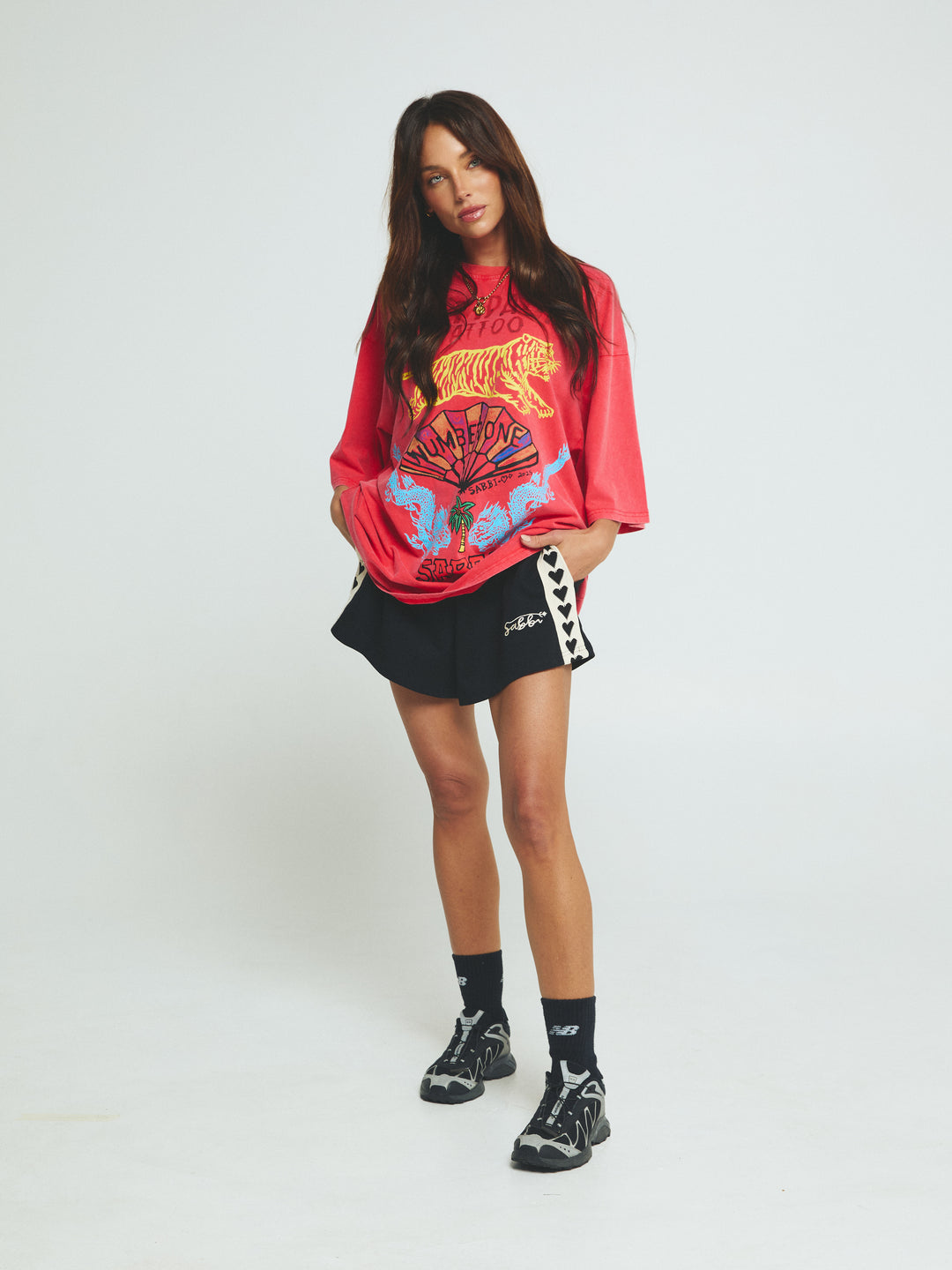 THE RAVING HEARTS MINI SHORTS - BLACK