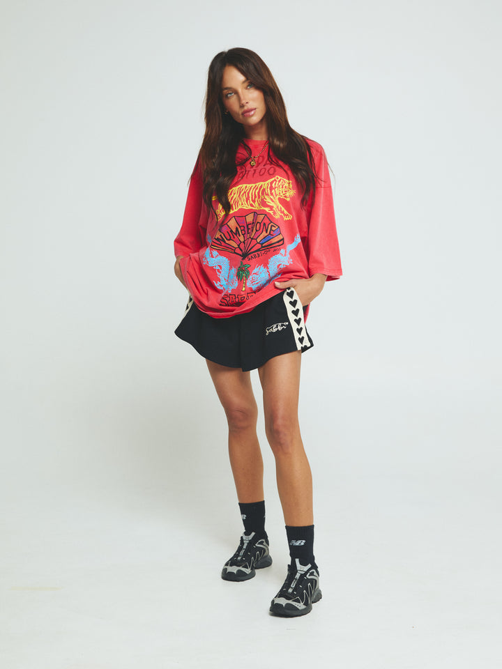 THE RAVING HEARTS MINI SHORTS - BLACK