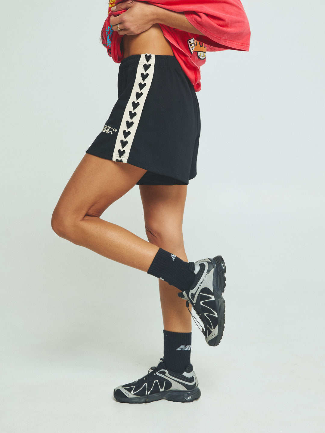 THE RAVING HEARTS MINI SHORTS - BLACK