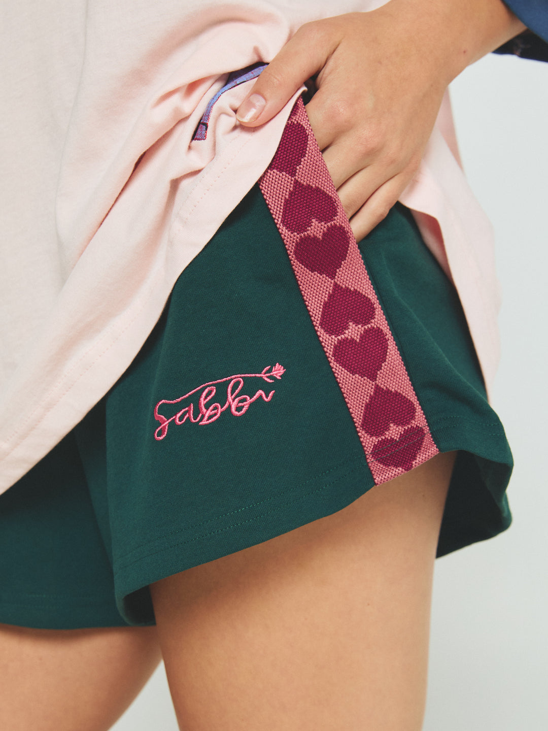 THE RAVING HEARTS MINI SHORTS - GREEN