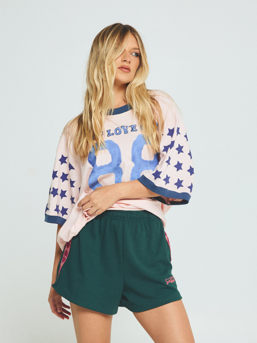 THE RAVING HEARTS MINI SHORTS - GREEN