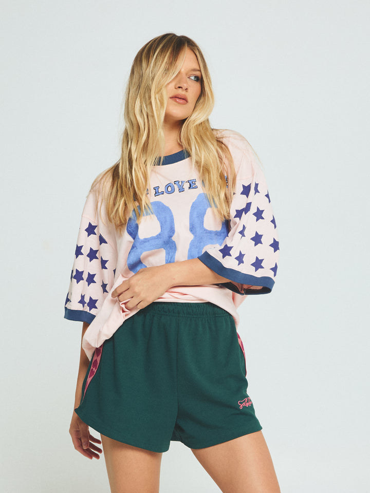 THE RAVING HEARTS MINI SHORTS - GREEN
