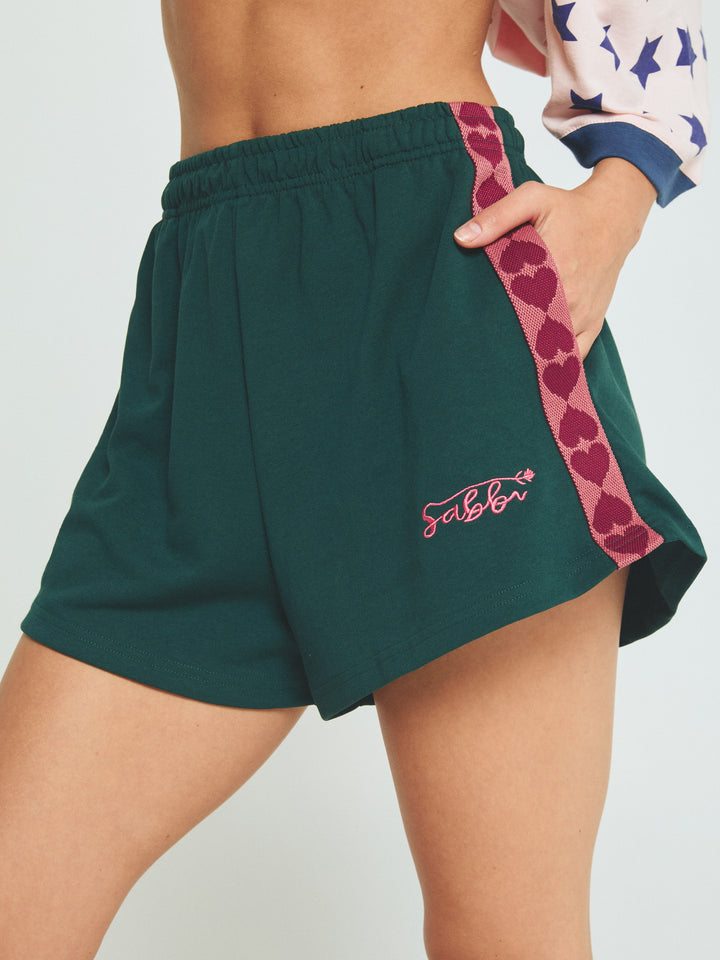 THE RAVING HEARTS MINI SHORTS - GREEN
