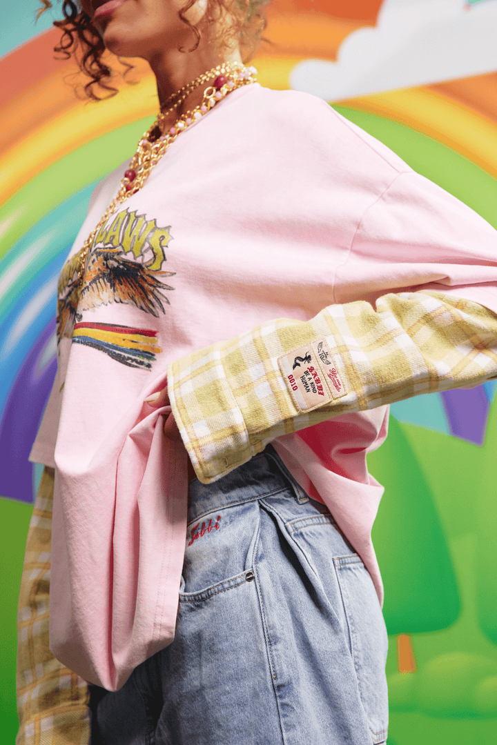 THE SABBI OUTLAW SHIRT TEE - PINK/GREEN