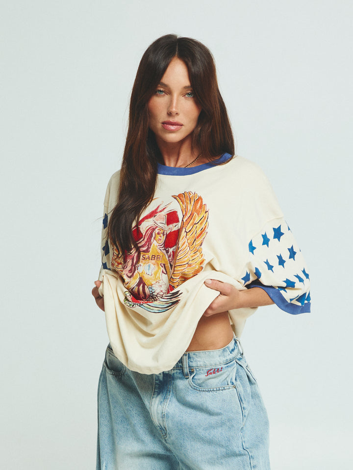 THE VERY OVERSIZED DREAM BIG BRENDA TEE - CREAM