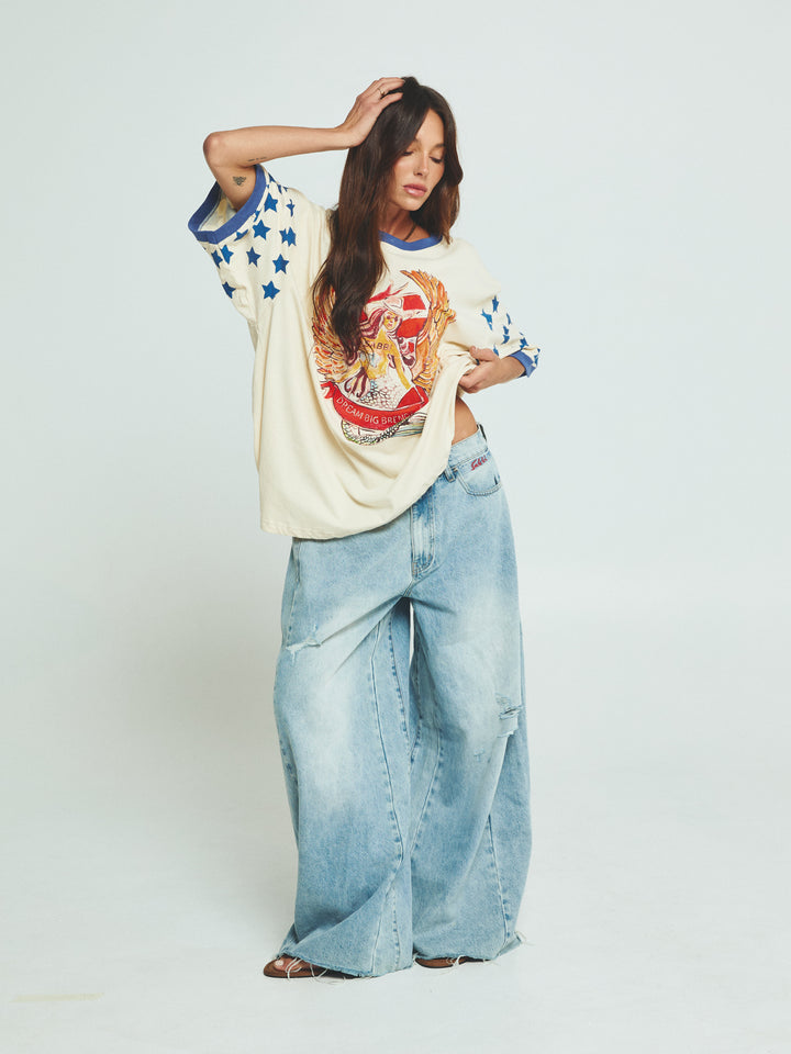 THE VERY OVERSIZED DREAM BIG BRENDA TEE - CREAM
